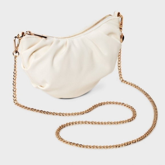 A New Day bone vegan leather crossbody w/gold chain NWT - Picture 5 of 6